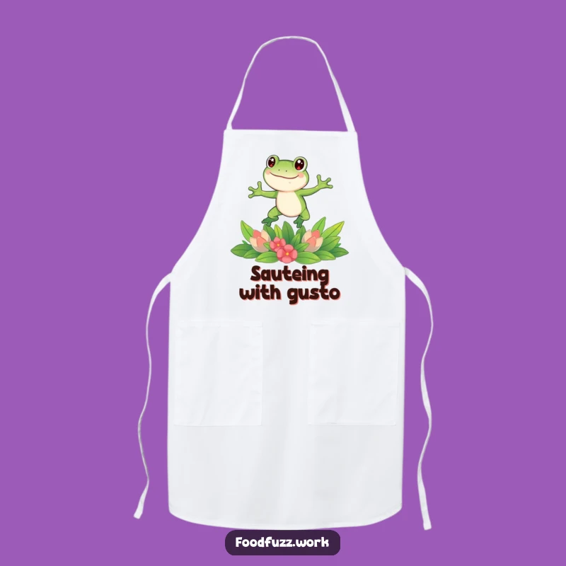 Funny Frog Leaping Apron: Chef's Delightful & Humorous Kitchen Accessory!