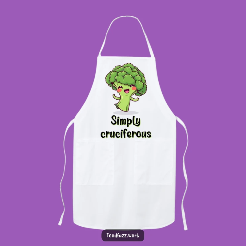 Funny Broccoli Floret Apron: Cheerful Veggie Doing a Playful Spin, Kitchen Humor