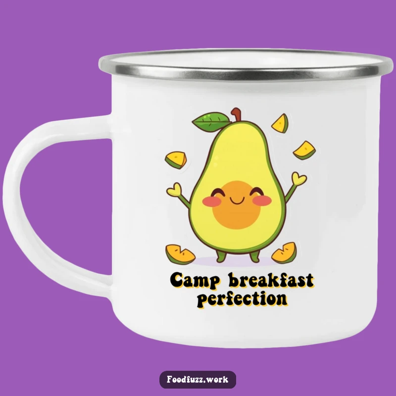 Funny Avocado Juggling Camping Mug: Happy Fruit Outdoor Fun
