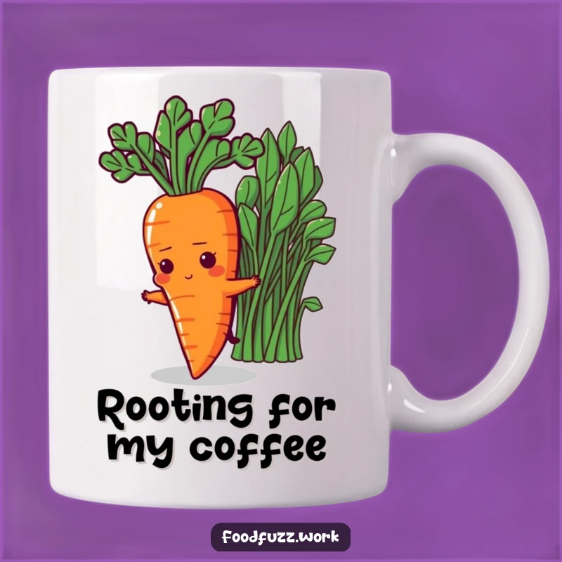 Funny Determined Carrot Mug: Stretching for Greens, Healthy Goal Gift Idea