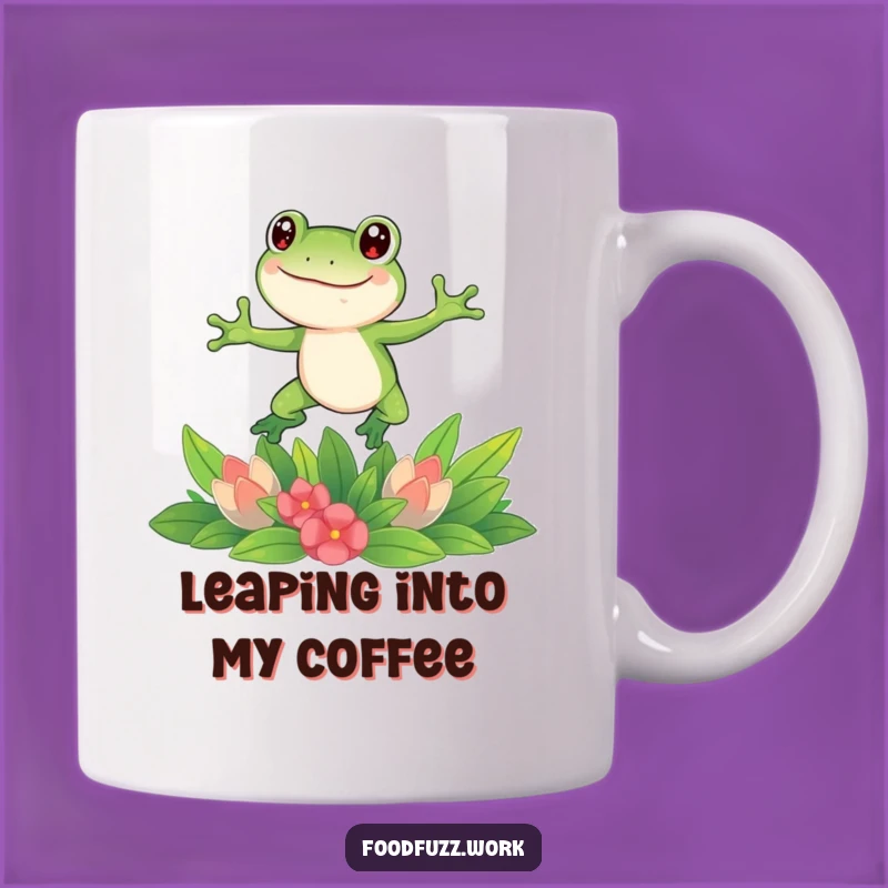 Funny Happy Frog Leaping Mug: A Joyful Gift for Veggie Lovers!