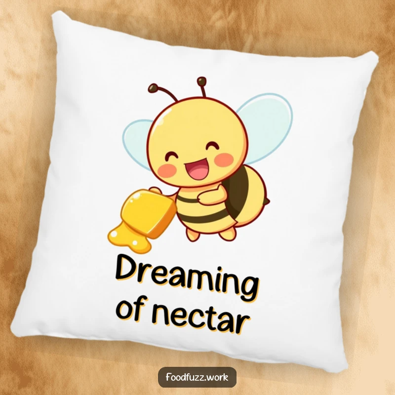 Funny Pillow: A buzzing bee delivering a honeydew slice, perfect for adding soft, joyful comfort and a sweet touch.
