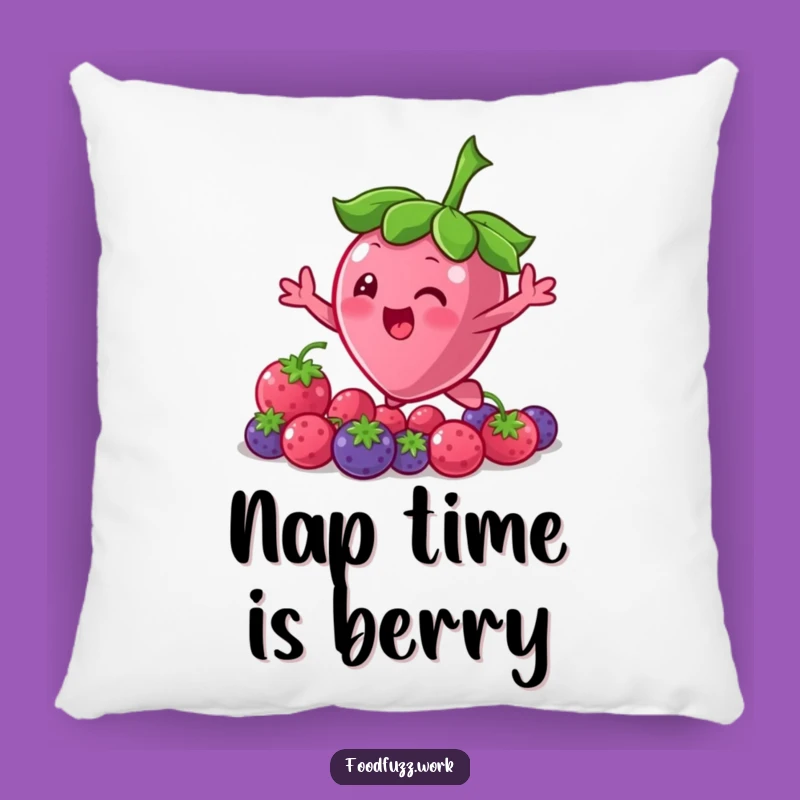 Funny Bouncing Berry Pillow: Cozy Character Reaching for More, Soft & Sweet