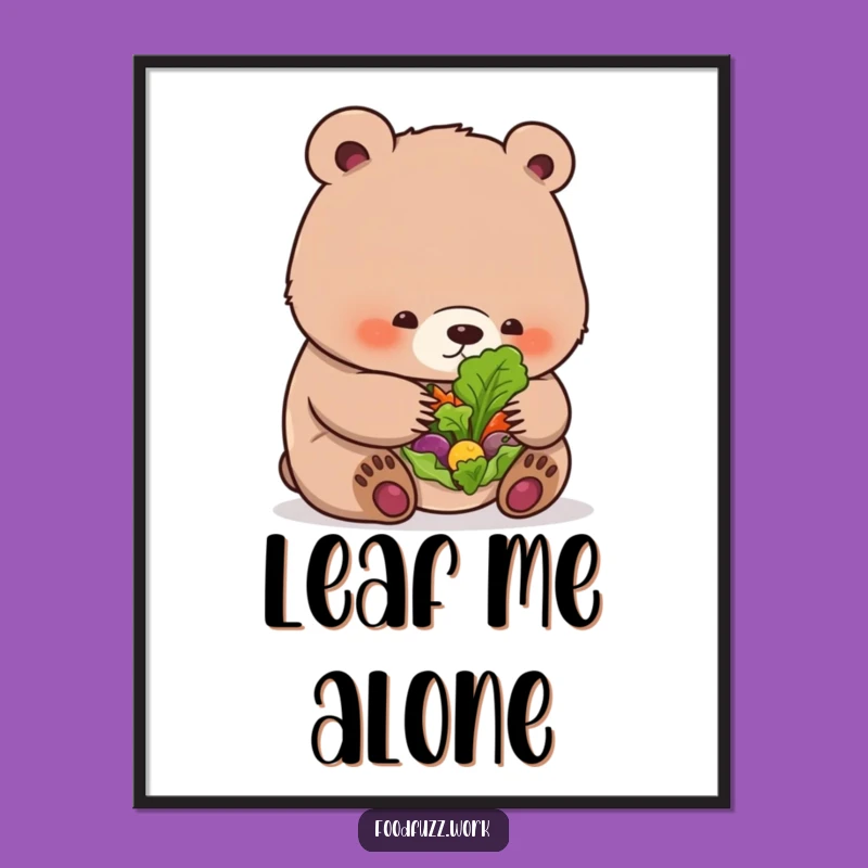 Funny Bear Cub Salad Digital Art: Instant Healthy Eating Humor Download, Perfect Funny Gift