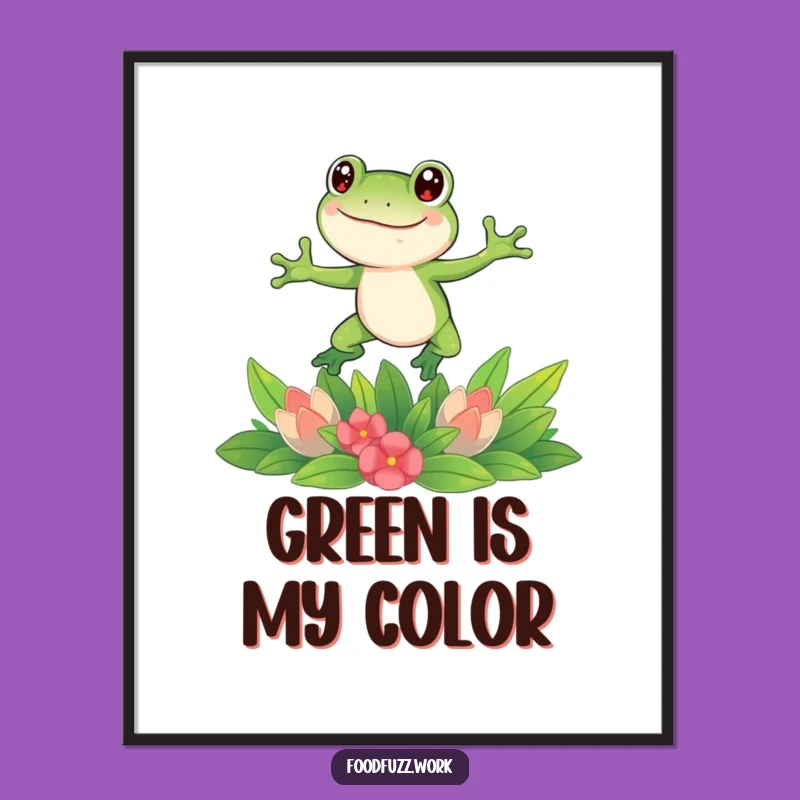 Funny Frog Leaping Digital Art: Instant Humorous Veggie Lover Decor!