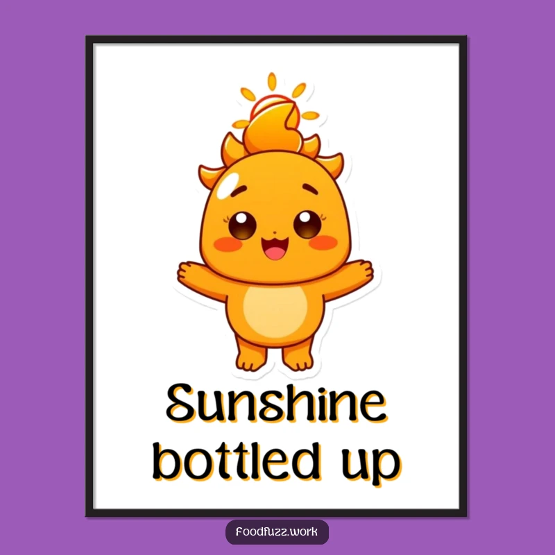 Funny Radiant Orange Digital Art Print: Sunny Smile, Instant Cheer