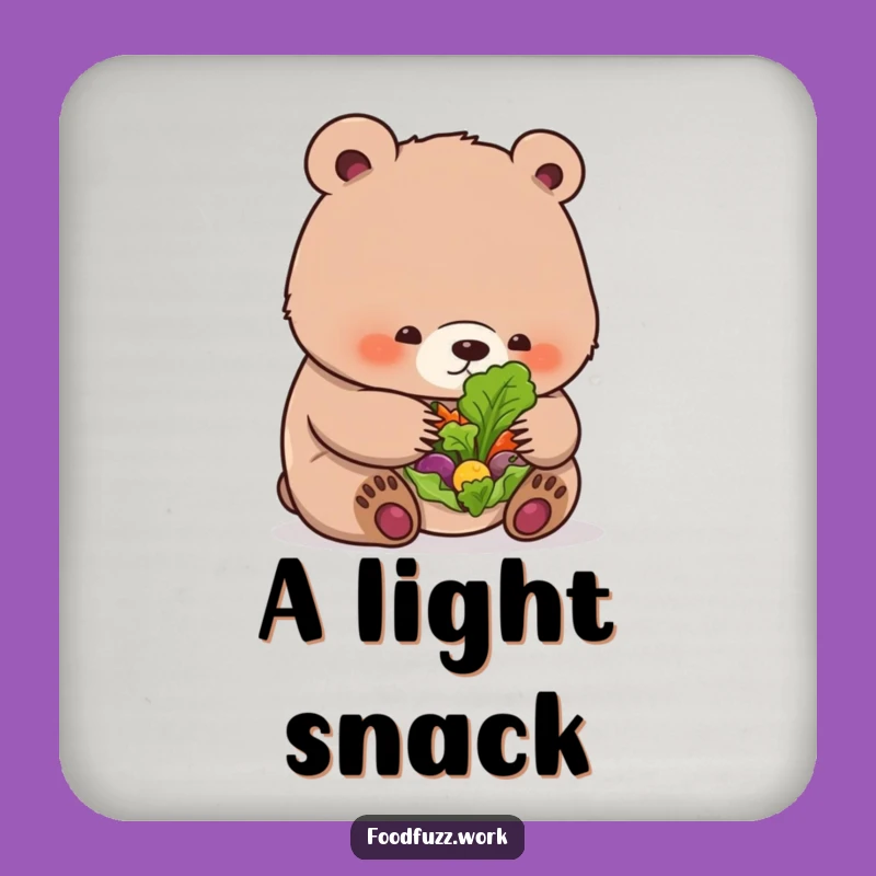 Funny Bear Cub Salad Coasters: Protect Surfaces with Healthy Eating Humor, Cute Funny Gift Set