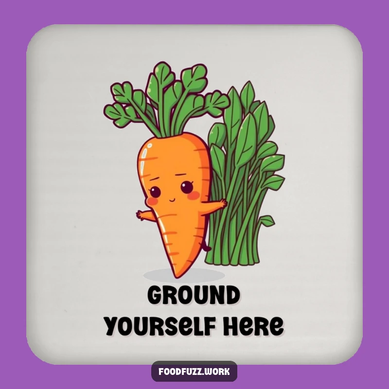 Funny Determined Carrot Drink Coaster: Stretching for Greens, Protect Surfaces
