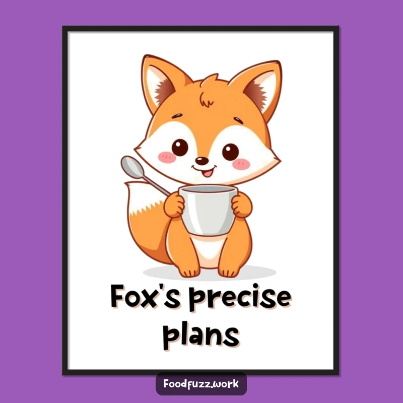Funny Fox Baking Poster: Cheerful Kitchen Art, Perfect Funny Gift Decor