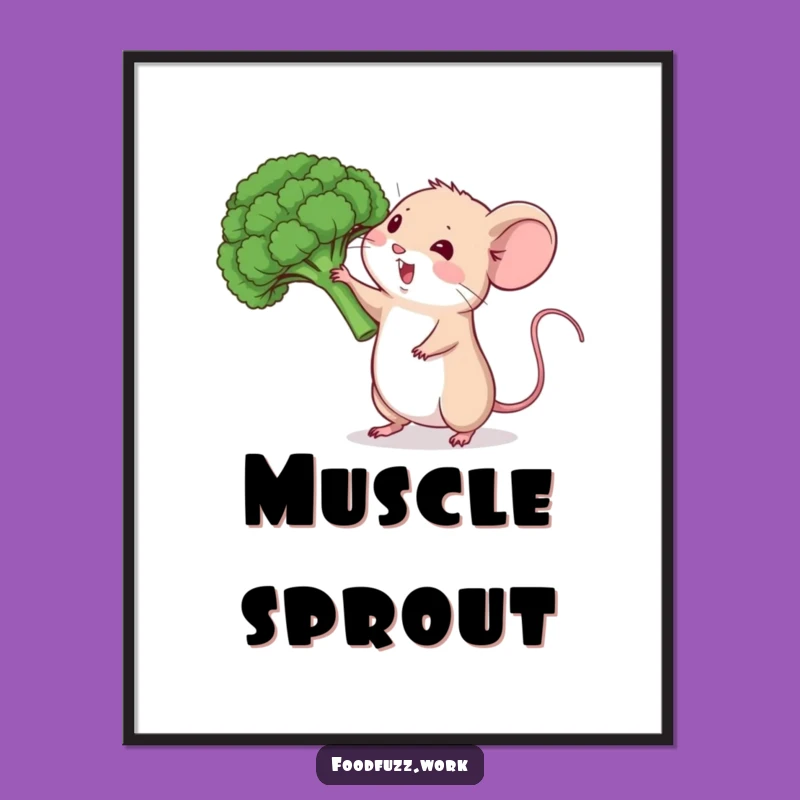 Funny Mouse Veggie Poster: Whimsical Healthy Art, Perfect Funny Gift Decor