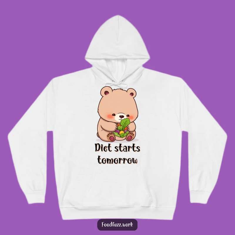 Funny Bear Cub Salad Hoodie: Cozy Healthy Eating Humor Sweatshirt, Best Funny Gift