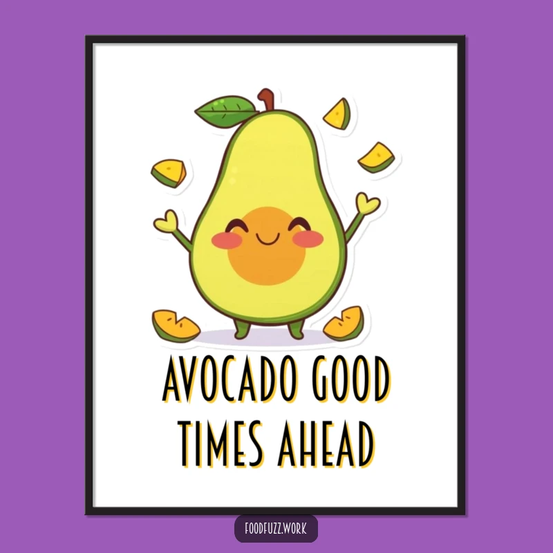 Free Printable Wall Art: Smiling Avocado Juggler - Funky Downloadable Decor