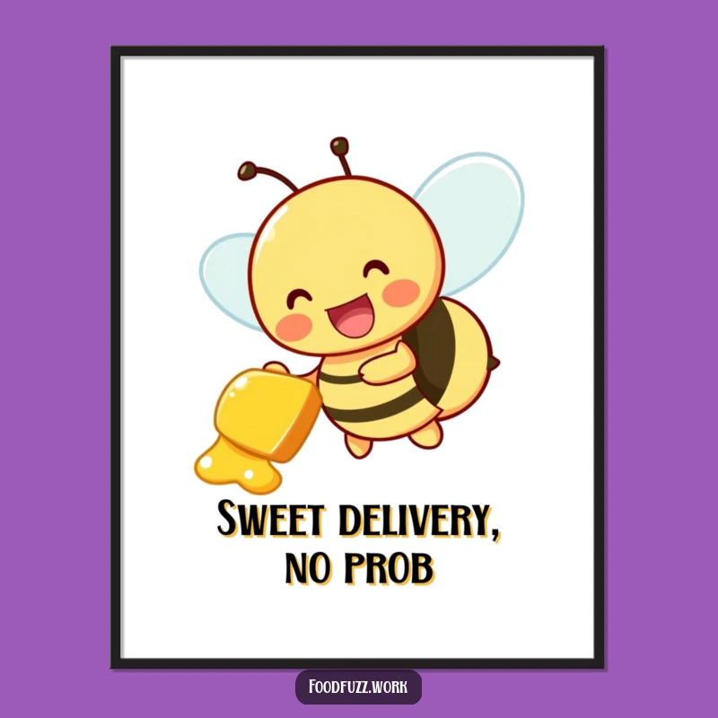 Funny Free Printable Wall Art: Buzzing Bee's Sweet Delivery - Downloadable Decor