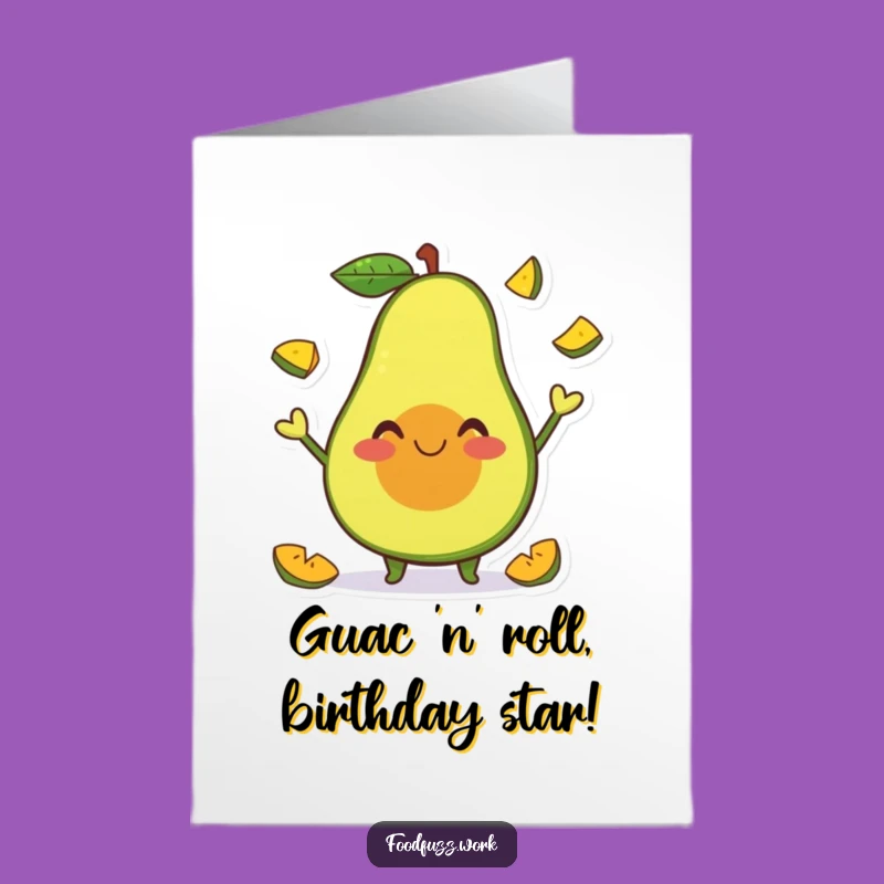 Free Printable Birthday Card: Juggling Avocado Fun - Downloadable Hilarious Funny Gift