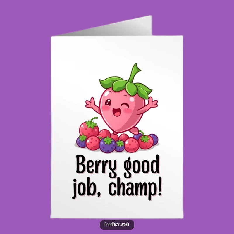 Free Printable Congrats Card: Bouncing Berry Reaching for Success, a Joyful Downloadable Gift!