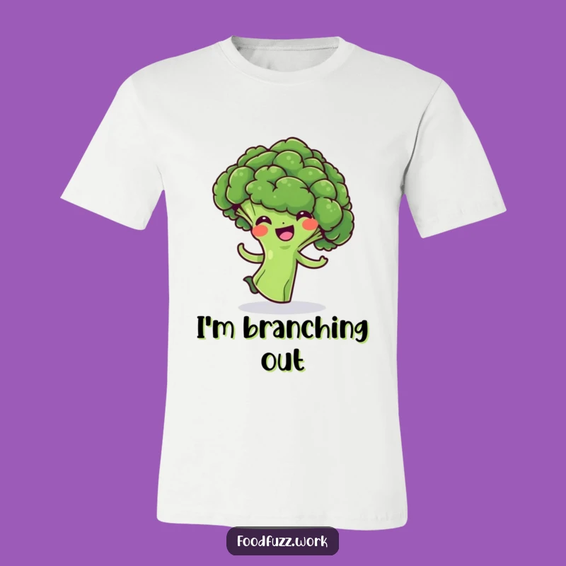 Funny Broccoli Floret T-Shirt: Cheerful Veggie Doing a Playful Spin, Hilarious Outfit