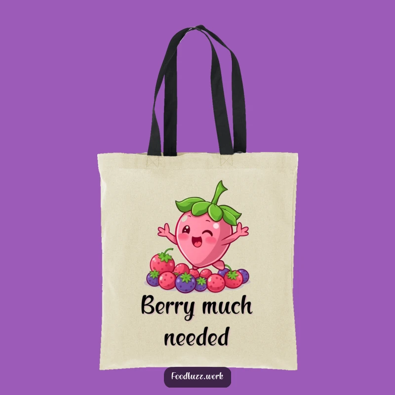 Funny Bouncing Berry Tote Bag: Character Reaching for More, Stylish & Fruit-ful