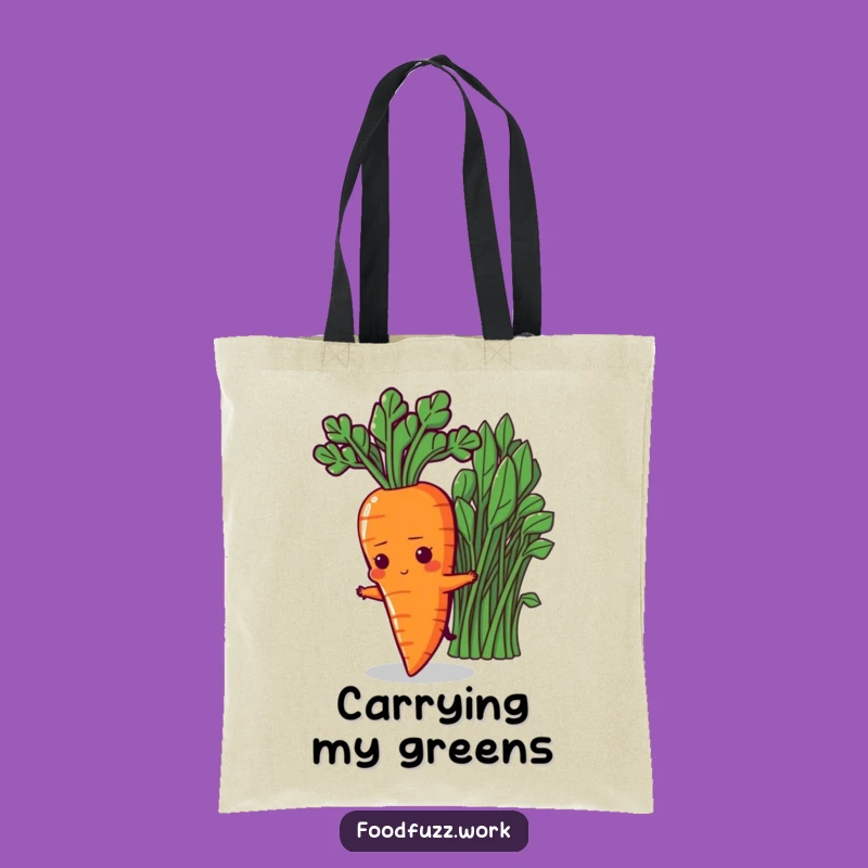 Funny Determined Carrot Tote Bag: Stretching for Greens, Stylish Health Accessory