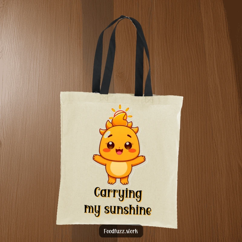 Funny Radiant Orange Tote Bag: A stylish and durable bag featuring a cheerful orange character with a sunny smile, symbolizing happiness and positive energy.